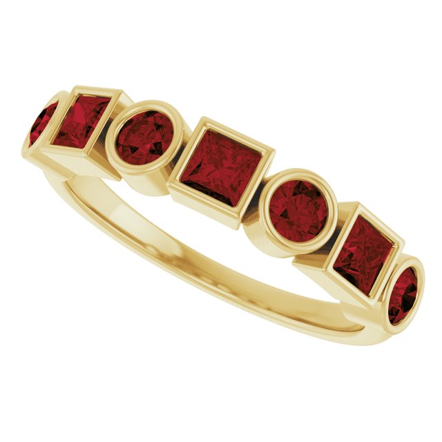 14K White Natural Mozambique Garnet Stackable Ring