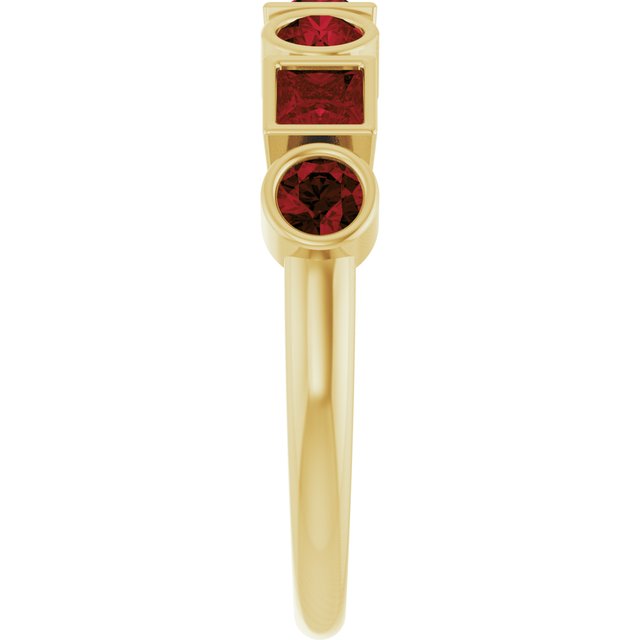 14K White Natural Mozambique Garnet Stackable Ring