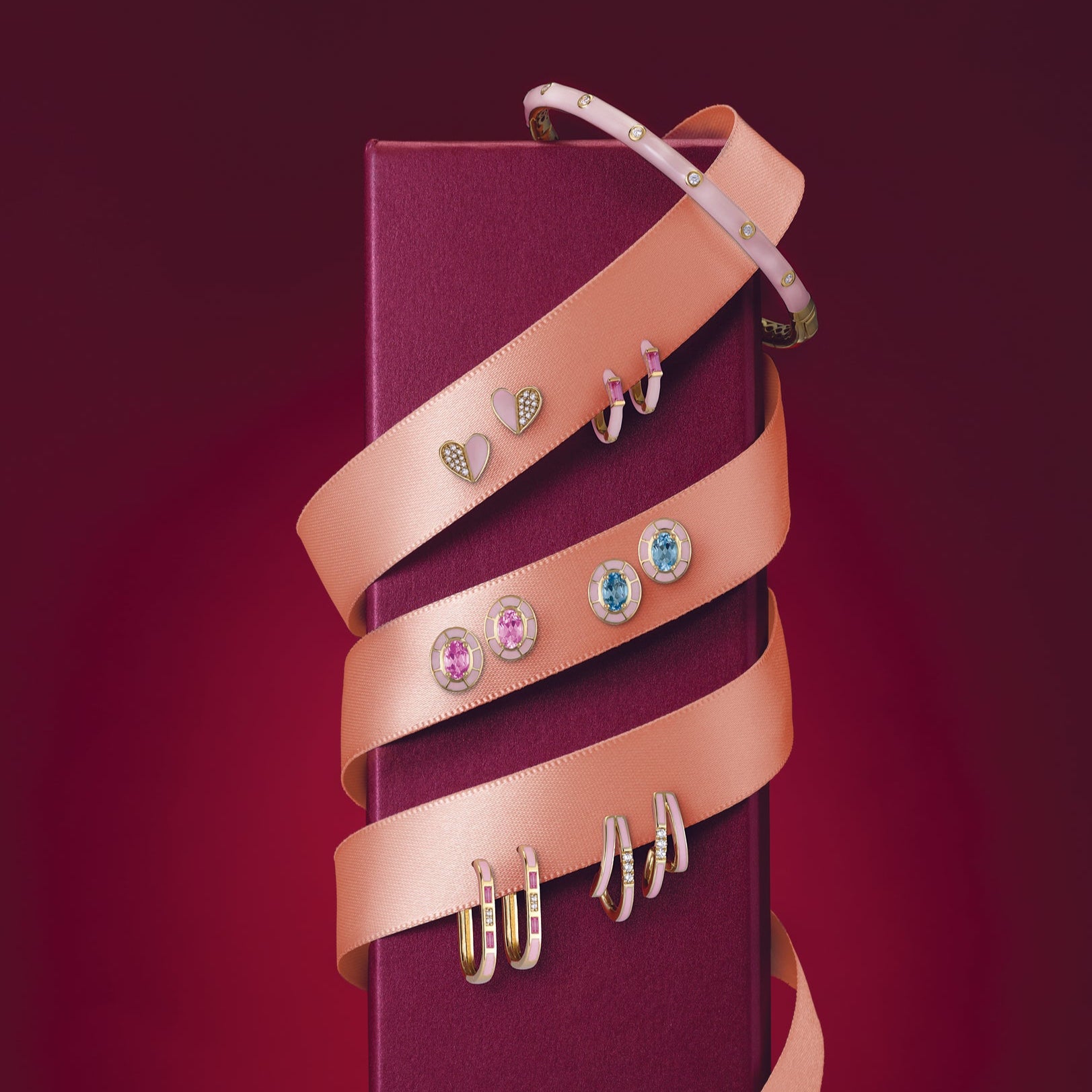 Bezel Set Diamond and Enamel Bangle