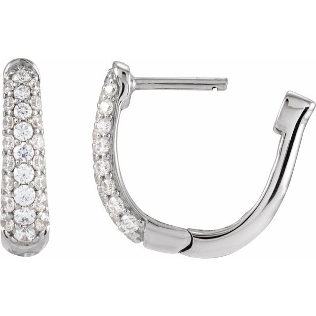 14K Yellow 1/2 CTW Natural Diamond Hoop Earrings
