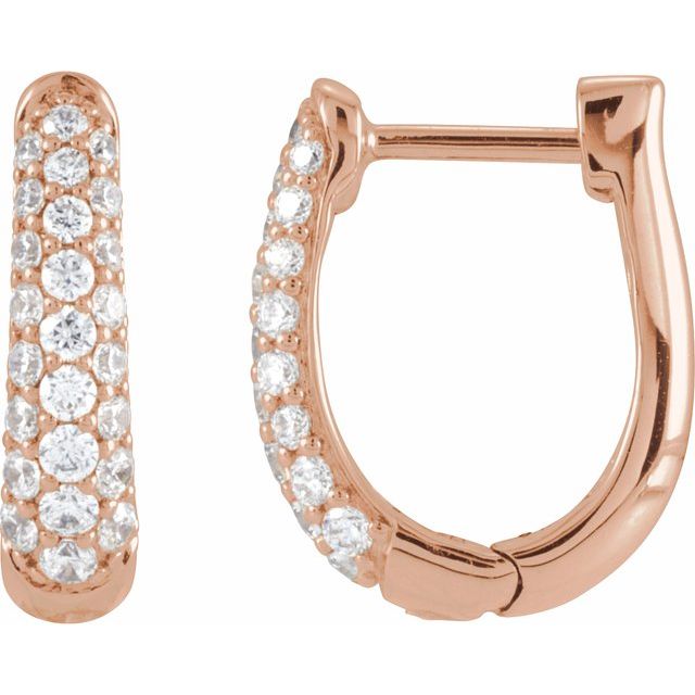 14K Yellow 1/2 CTW Natural Diamond Hoop Earrings