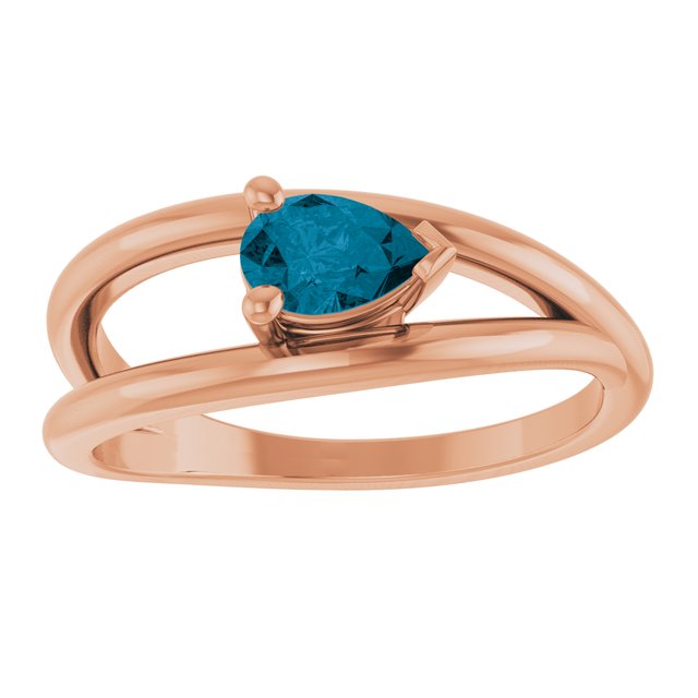 14K White Natural London Blue Topaz Negative Space Ring