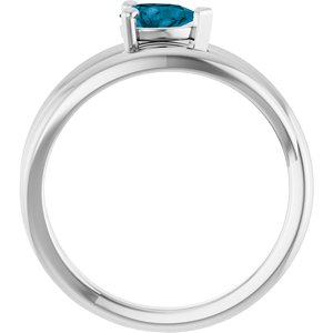 14K White Natural London Blue Topaz Negative Space Ring