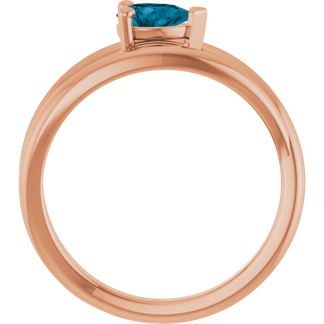 14K White Natural London Blue Topaz Negative Space Ring