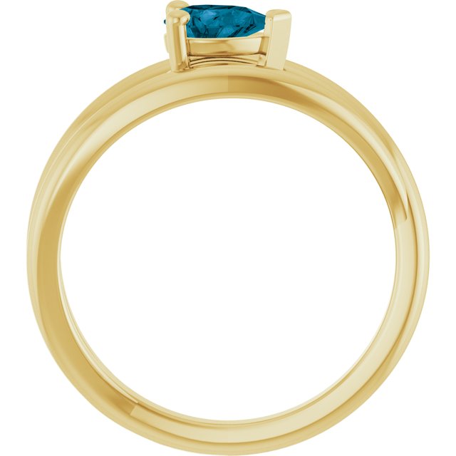 14K White Natural London Blue Topaz Negative Space Ring