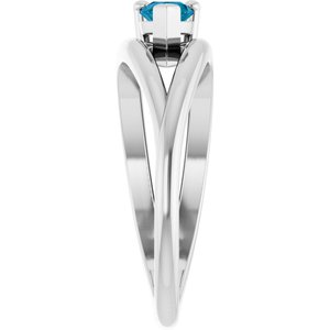 14K White Natural London Blue Topaz Negative Space Ring