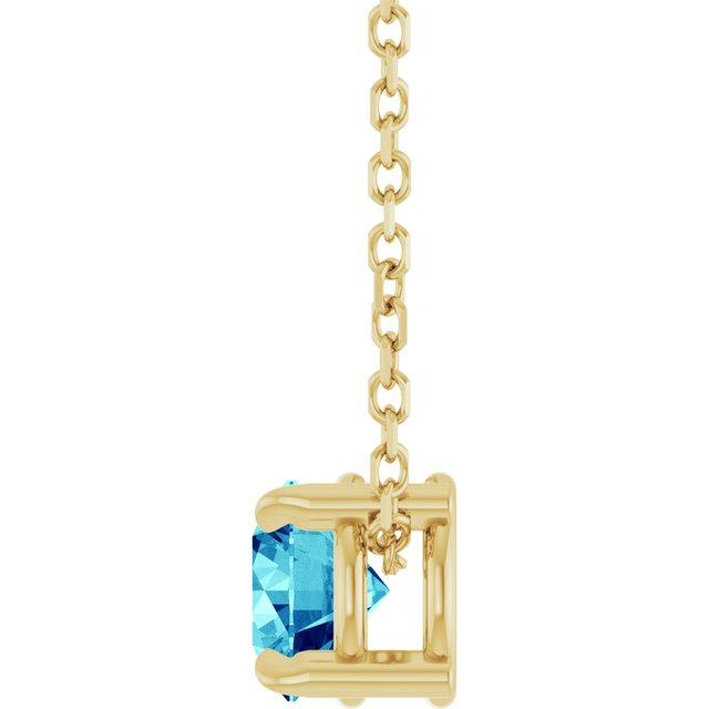 14K White 5 mm Natural Blue Zircon 16-18" Necklace
