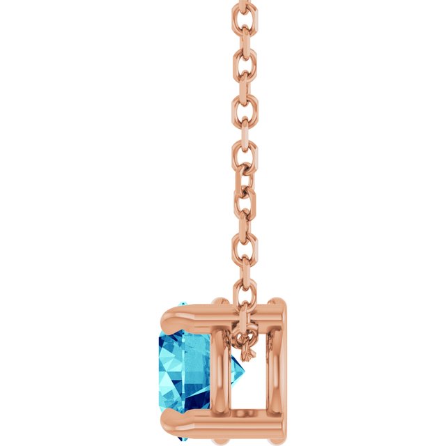 14K White 5 mm Natural Blue Zircon 16-18" Necklace