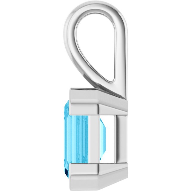14K White Lab-Grown Aqua Sapphire Pendant