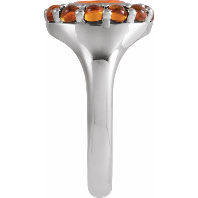 14K Yellow Natural Mexican Fire Opal & Natural Citrine Halo-Style Ring