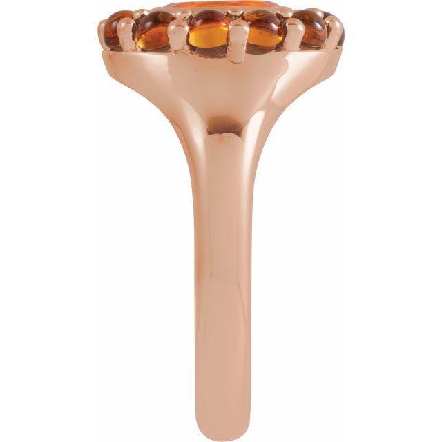 14K Yellow Natural Mexican Fire Opal & Natural Citrine Halo-Style Ring