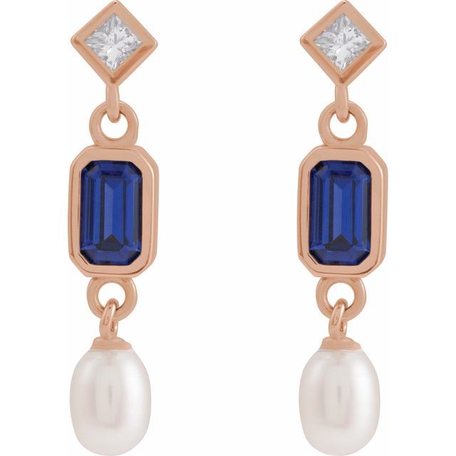 Cultured White Pearl Natural Diamond Earrings