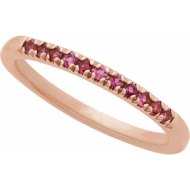 14K Yellow Natural Pink Tourmaline Stackable Ring