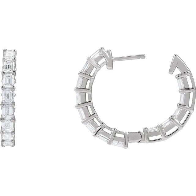 14K Yellow 3 CTW Natural Diamond Inside-Outside 21.2 mm Hoop Earrings