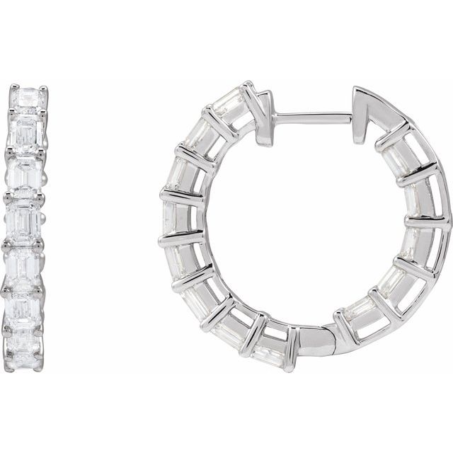 14K Yellow 3 CTW Natural Diamond Inside-Outside 21.2 mm Hoop Earrings