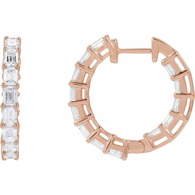 14K Yellow 3 CTW Natural Diamond Inside-Outside 21.2 mm Hoop Earrings