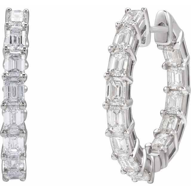 14K Yellow 3 CTW Natural Diamond Inside-Outside 21.2 mm Hoop Earrings