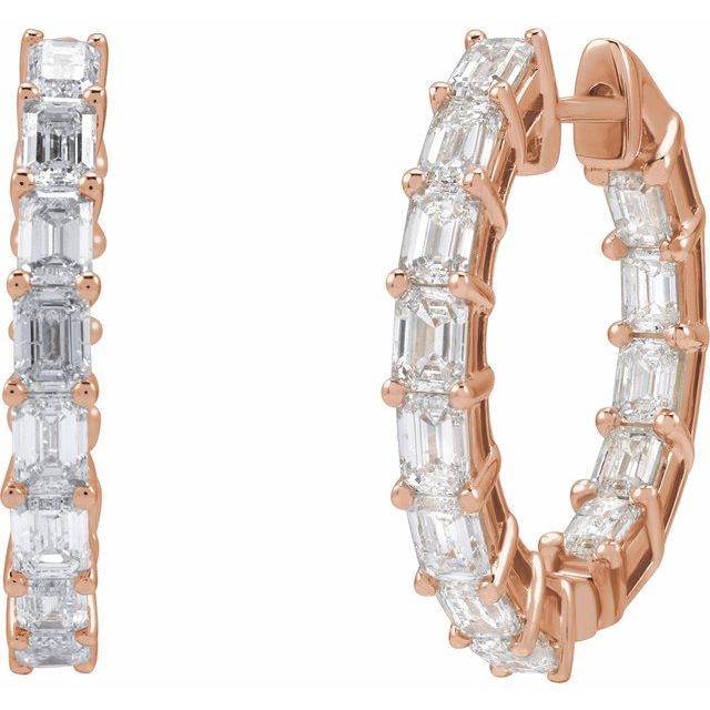 14K Yellow 3 CTW Natural Diamond Inside-Outside 21.2 mm Hoop Earrings