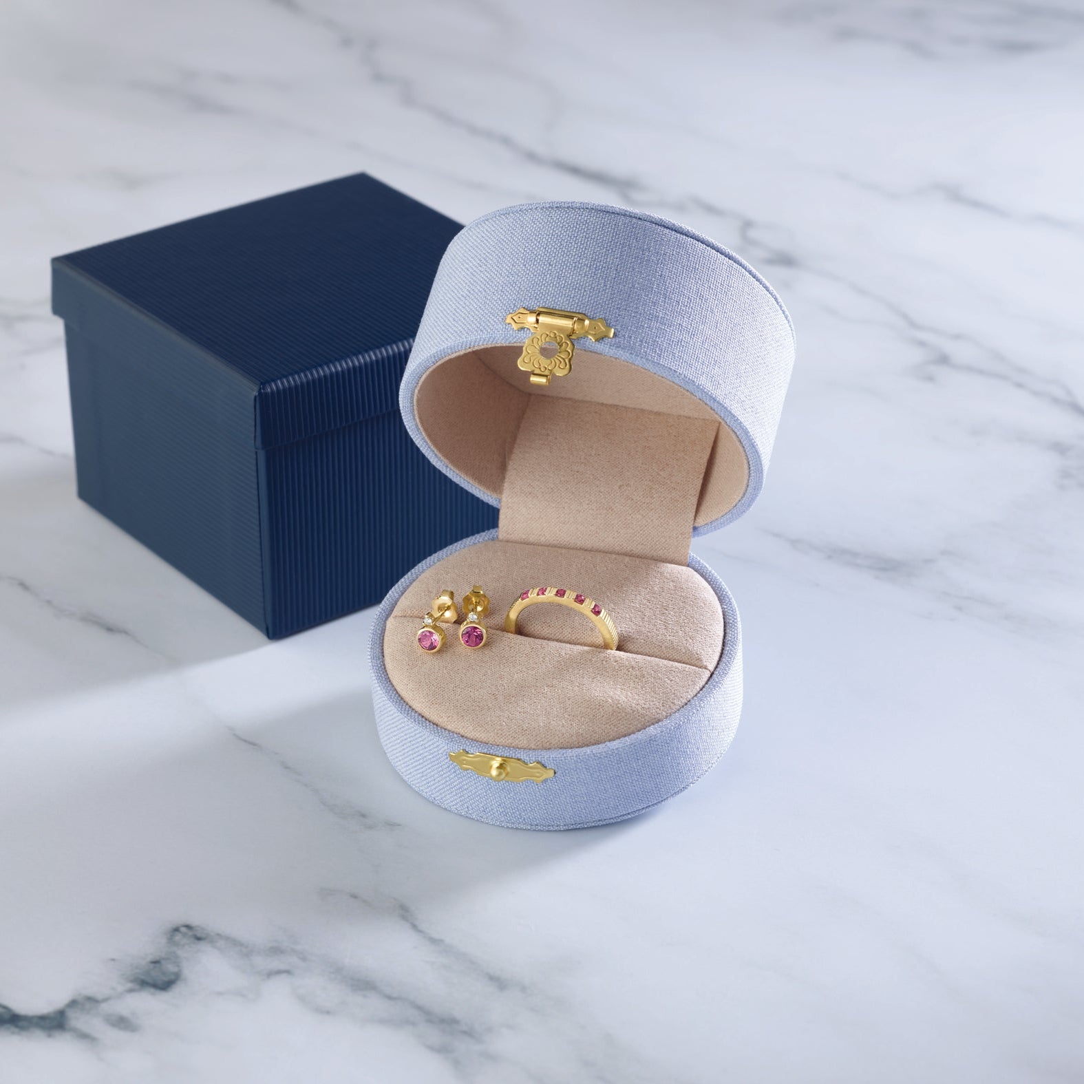 14K Yellow 4 mm Natural Pink Tourmaline & .03 CTW Natural Diamond Earrings