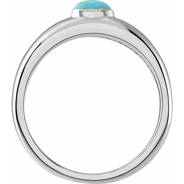 14K Yellow Natural Turquoise Cabochon Dome Ring