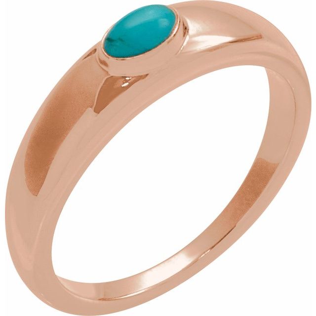 14K Yellow Natural Turquoise Cabochon Dome Ring