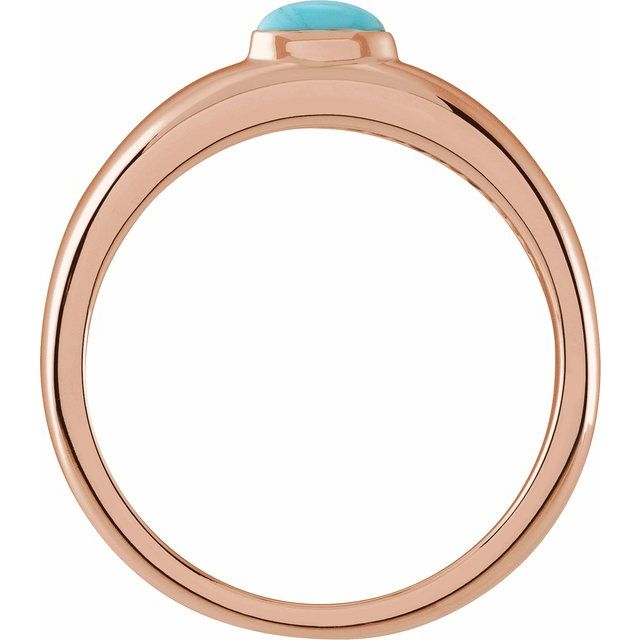 14K Yellow Natural Turquoise Cabochon Dome Ring