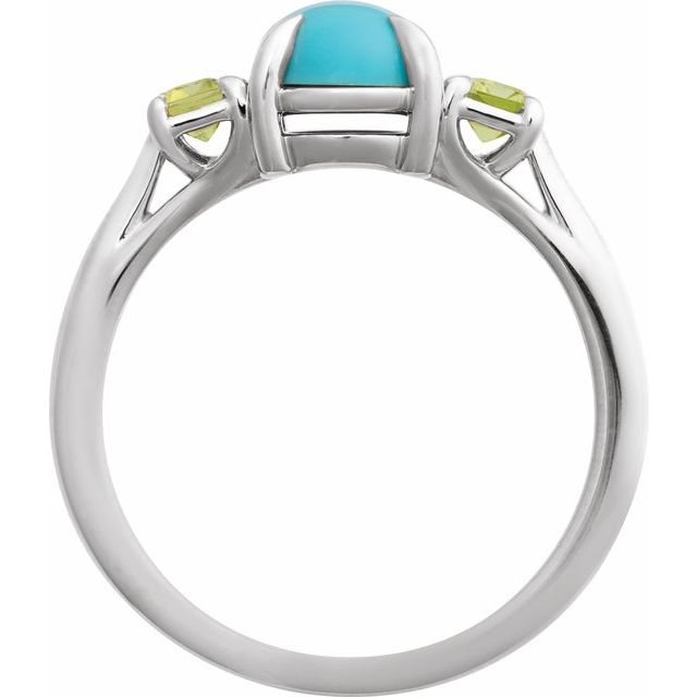 14K Yellow Natural Turquoise & Natural Peridot Ring