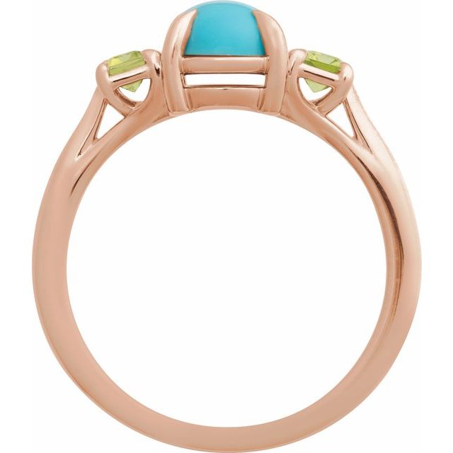 14K Yellow Natural Turquoise & Natural Peridot Ring
