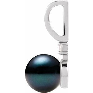 Cultured Black Akoya Pearl & .03 CT Natural Diamond Charm/Pendant