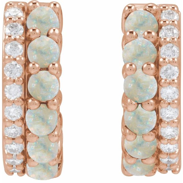 14K Rose Natural White  1/8 CTW Natural Diamond Huggie Hoop Earrings