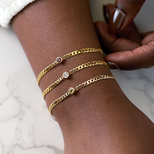 Bezel Set Diamond Curb Bracelet