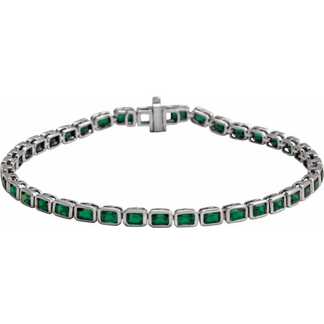 Bezel Set Emerald Cut Gemstone Tennis Bracelet