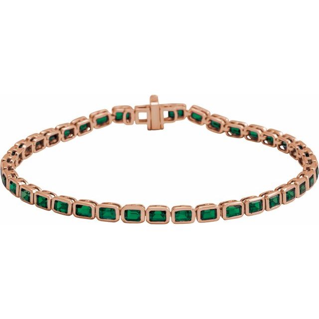 Bezel Set Emerald Cut Gemstone Tennis Bracelet