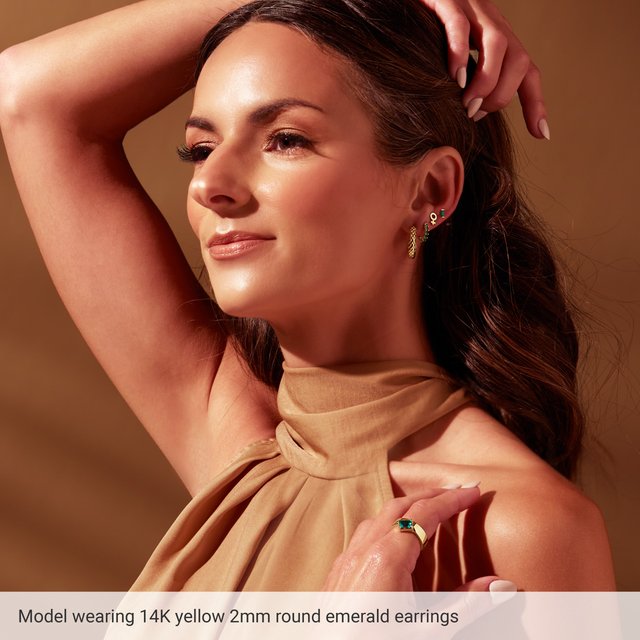 14K Yellow Natural Turquoise 12.2 mm Huggie Hoop Earrings