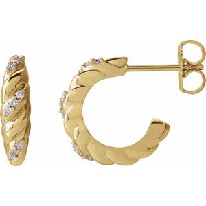 14K Yellow .07 CTW Natural Diamond 14 mm Hoop Earrings