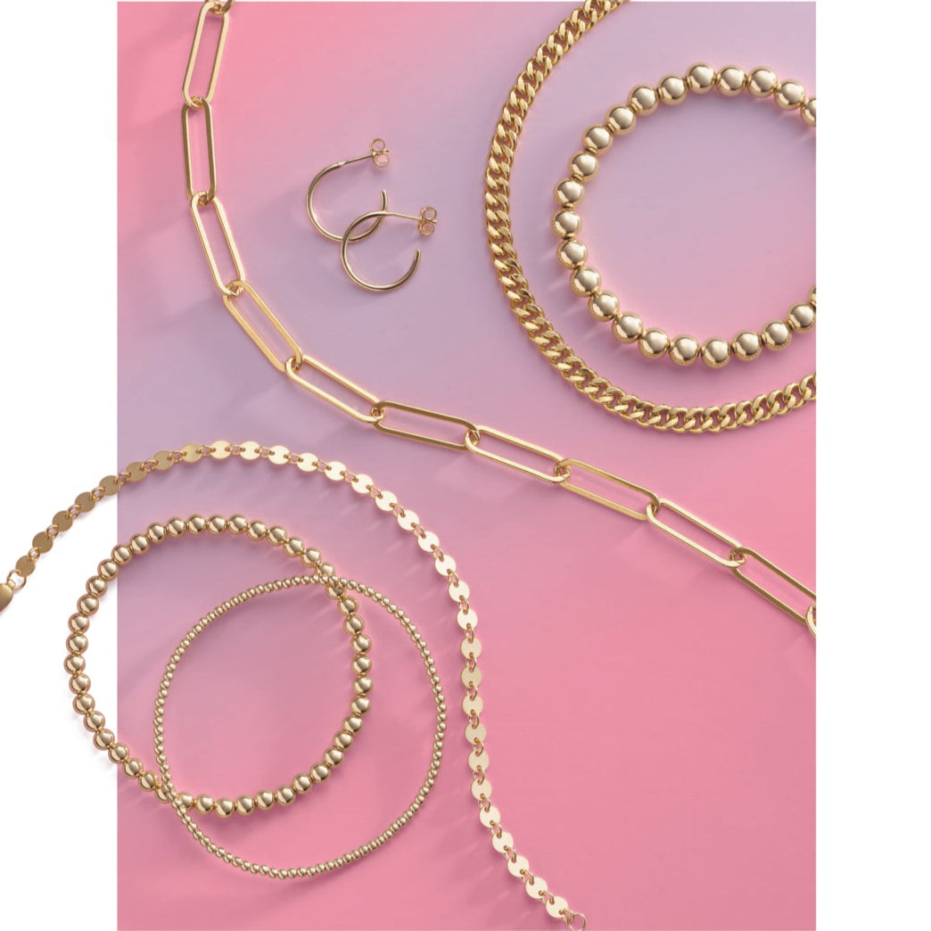 14K Yellow Gold Filled 4 mm Mirror 7" Chain