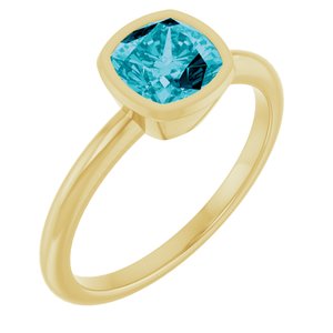 14K Yellow Natural London Blue Topaz Ring