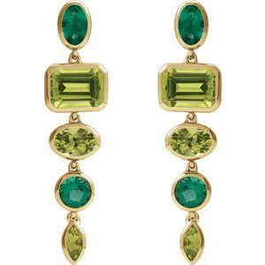 Natural Peridot Emerald Dangle Earrings
