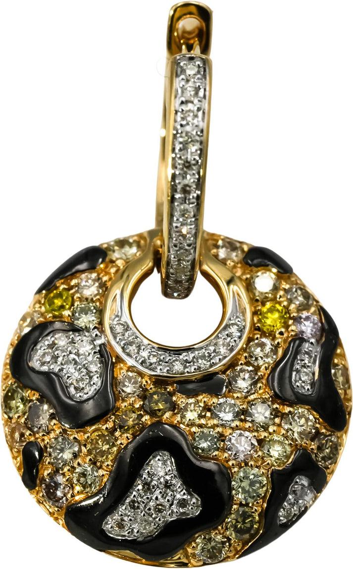 14k Yellow Gold Rhodium VS Diamond Cluster Dangle Earrings 1.0CT
