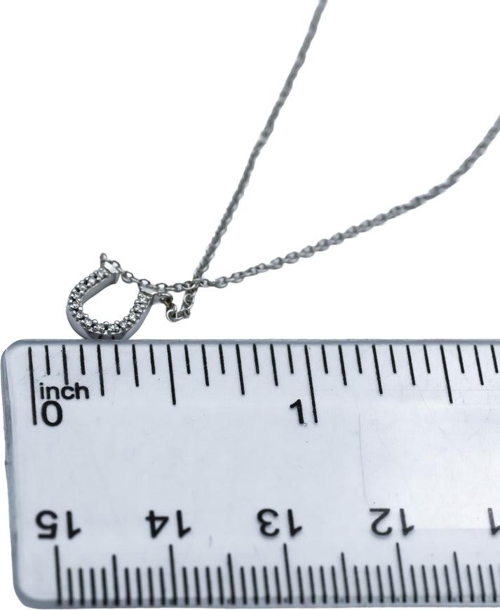 TIFFANY & CO. 18k White Gold VS Diamond Mini Horseshoe Pendant Necklace 0.08CT