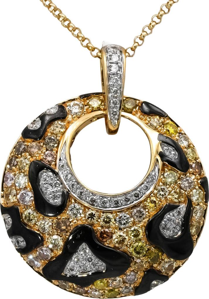 14k Yellow Gold & Rhodium VS Diamond Pendant Necklace 0.75CT