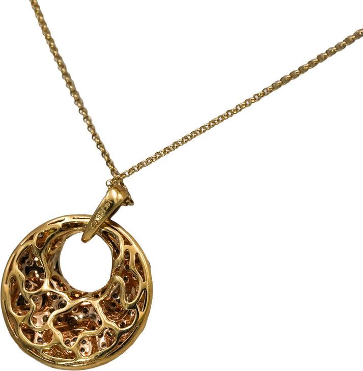 14k Yellow Gold & Rhodium VS Diamond Pendant Necklace 0.75CT