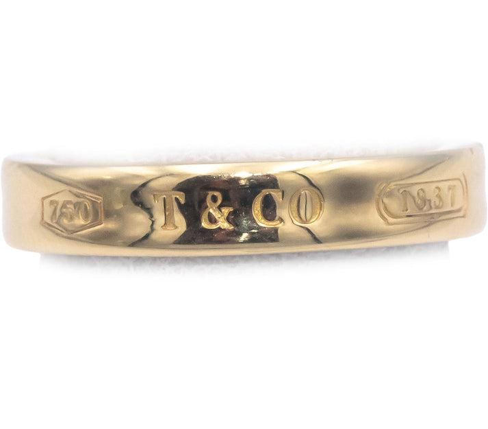 TIFFANY & CO. Estate Jewelry 18k Yellow Gold Tiffany 1837 Band Ring Size 6.5