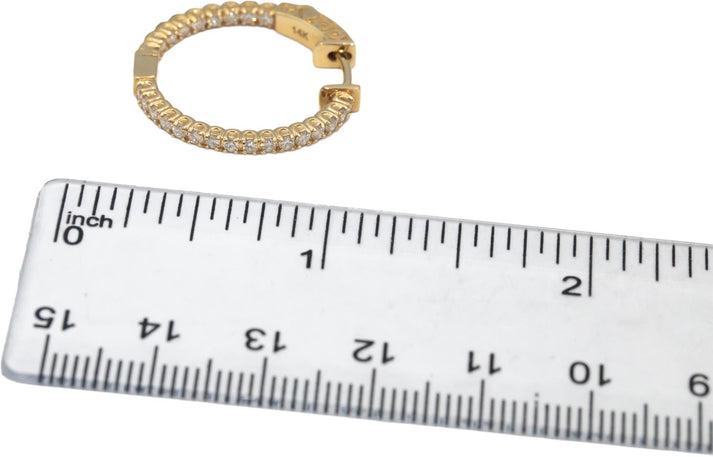 14k Yellow Gold Round Natural Diamond Inside Out Hoop Earrings 1.0CT