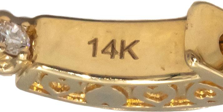14k Yellow Gold Round Natural Diamond Inside Out Hoop Earrings 1.0CT