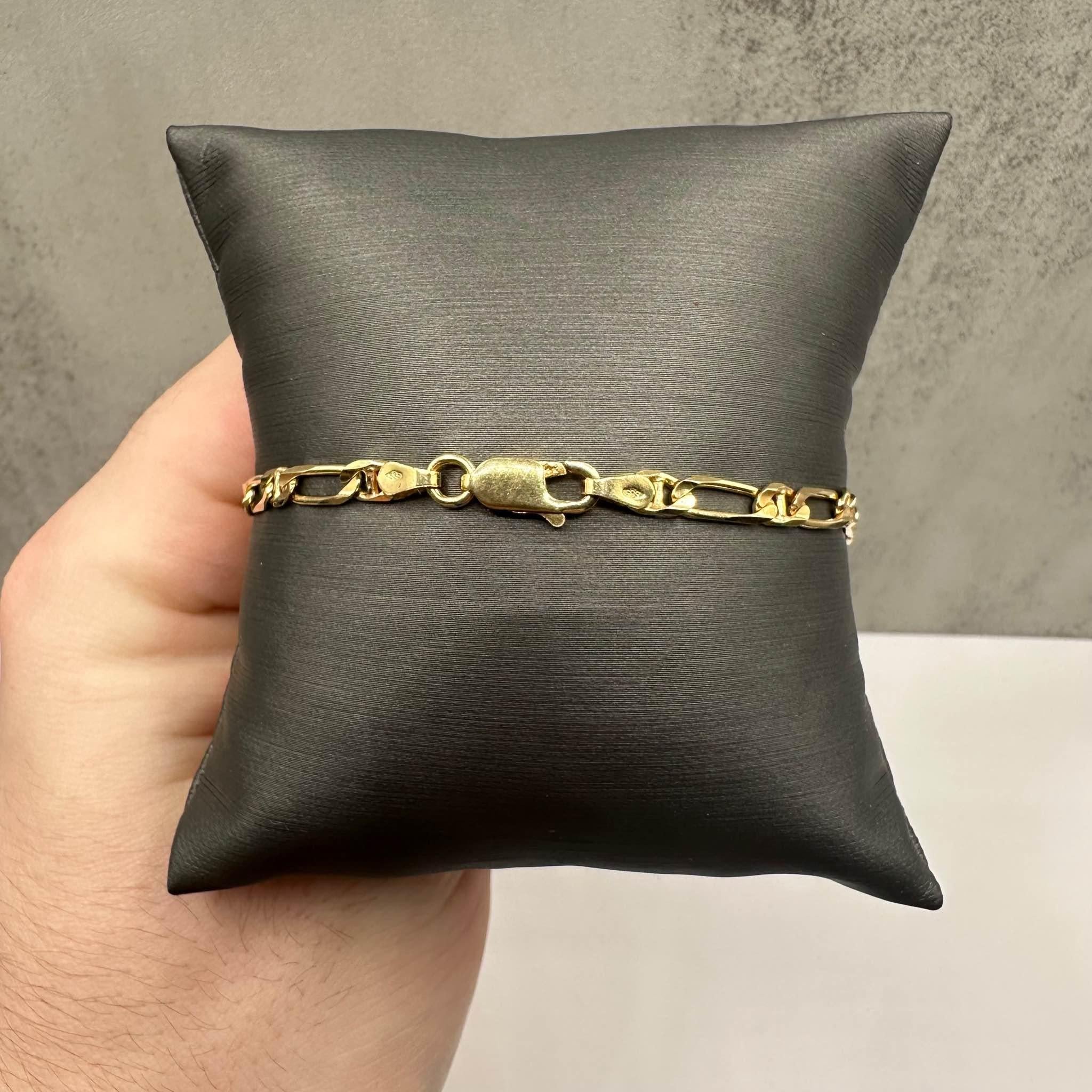 14K Yellow Gold Figaro Mariner Link Bracelet 8.25in 5.4g