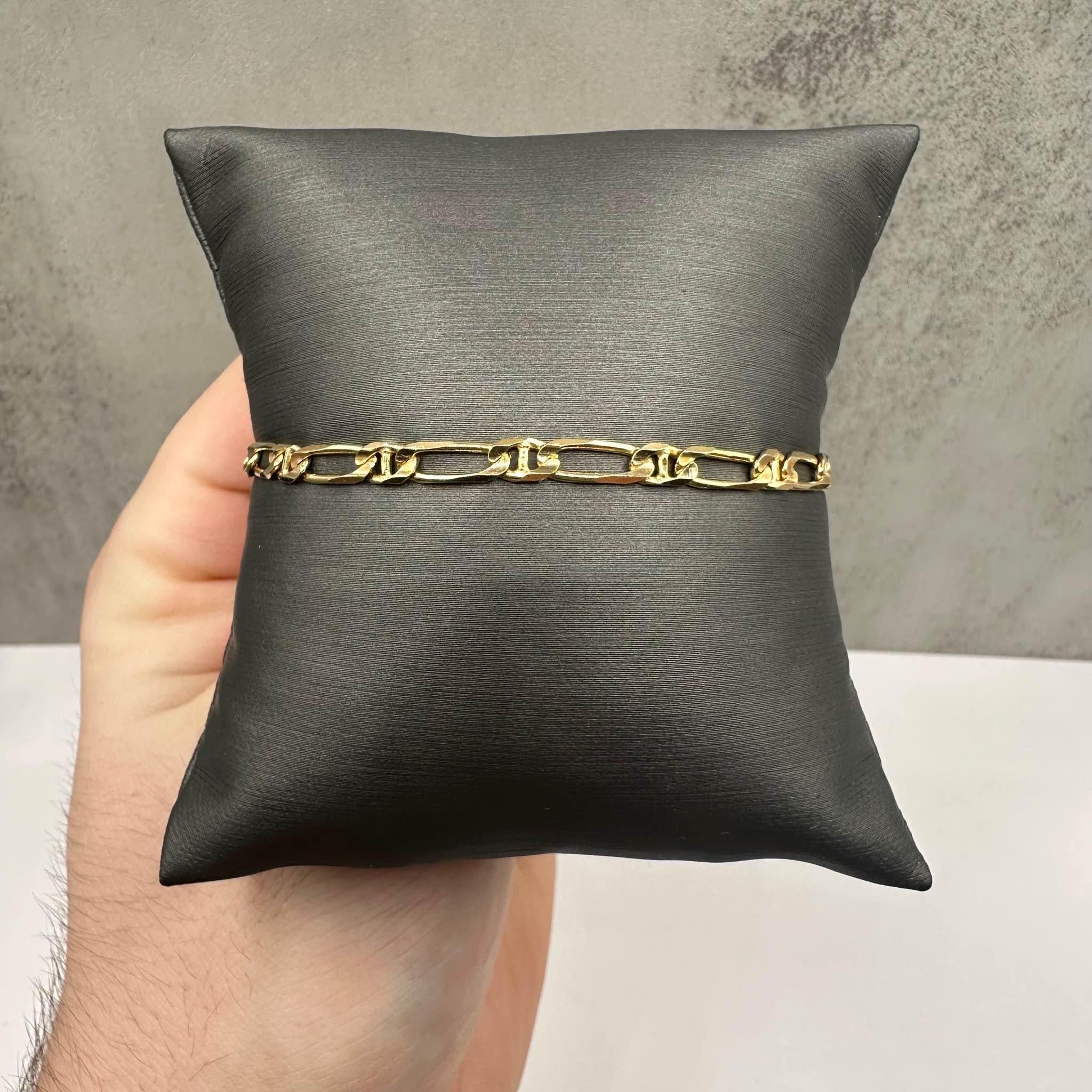 14K Yellow Gold Figaro Mariner Link Bracelet 8.25in 5.4g