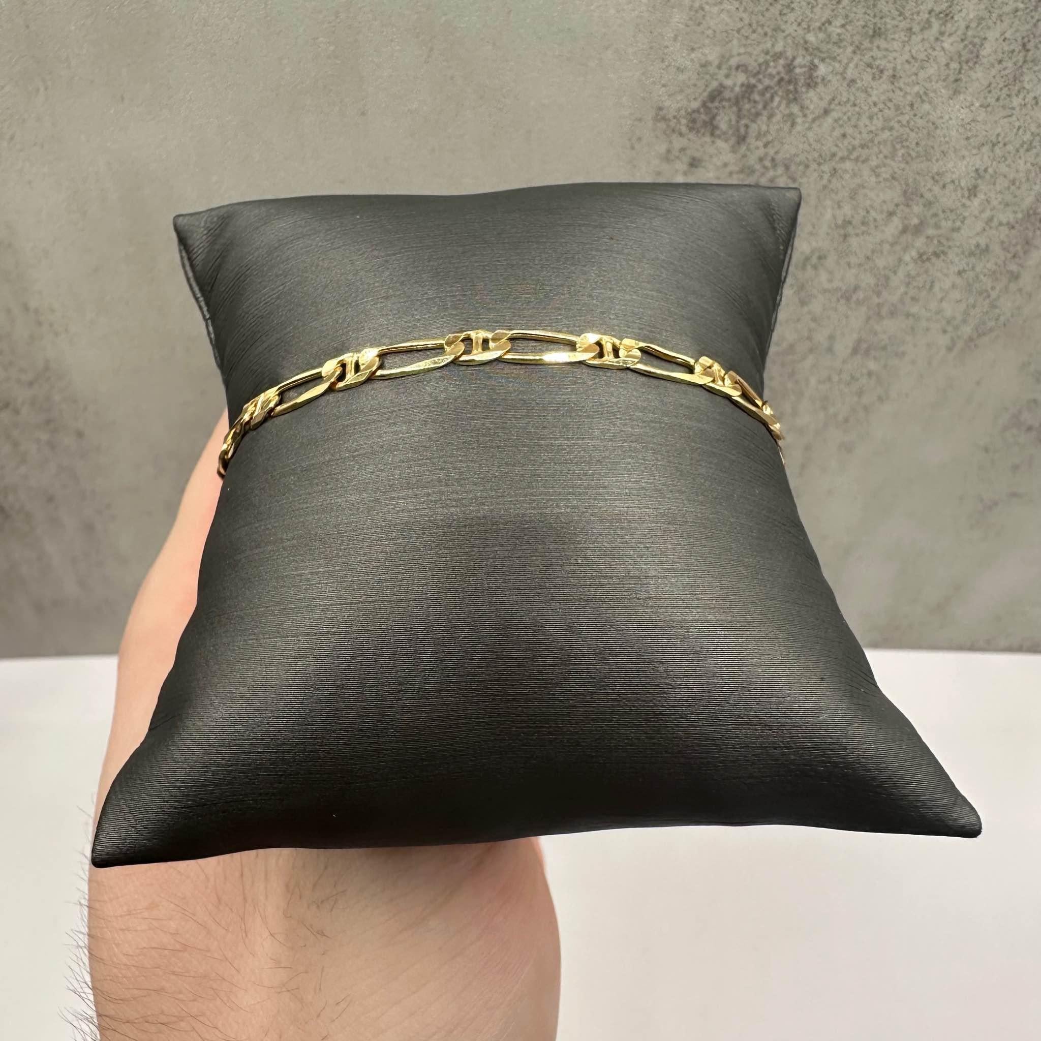 14K Yellow Gold Figaro Mariner Link Bracelet 8.25in 5.4g