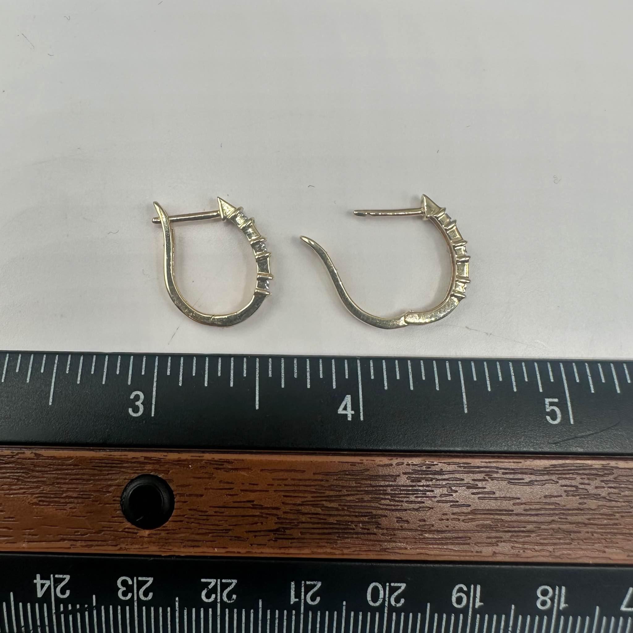 Green Enamel Diamond Earrings 14K Yellow Gold 0.05ctw GH SI