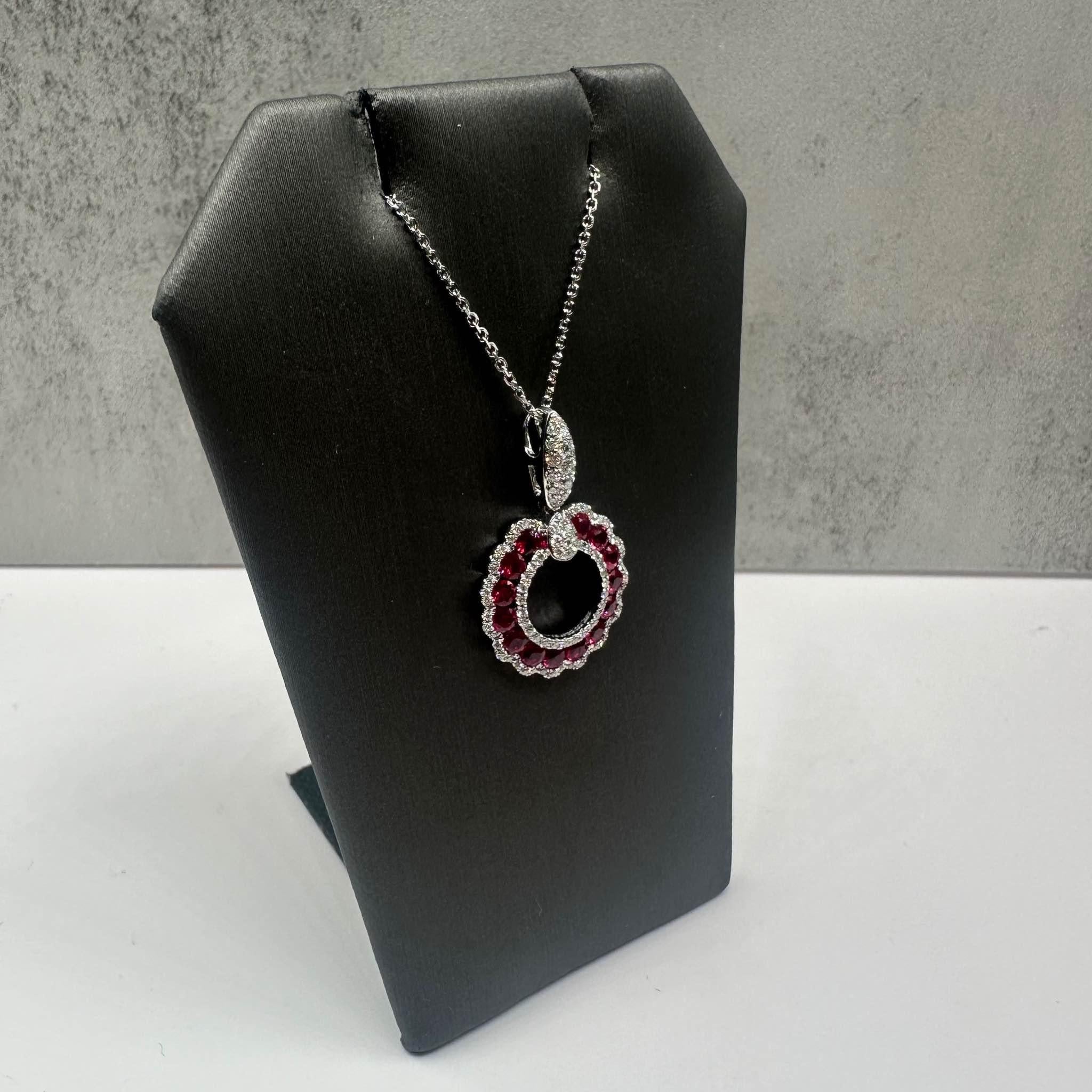 Ruby Diamond Necklace 14K White Gold 0.25ctw GH VS SI Diamonds